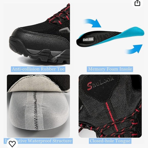 Shulook Black Trail Shoes with Reinforced Toe Box and Deep Tread Outsole - Picture 5 of 8